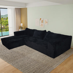 English Elm Cloud Plush Corduroy Sectional Sofa with L-Chaise, CertiPUR-US Foam, Stain-Resistant, No Assembly W3341P329068