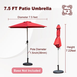 English Elm 7.5FT Patio Umbrella with Crank & Tilt, UV & Water-Resistant 180G Polyester Canopy, Vent Top Brick red W1859P195950