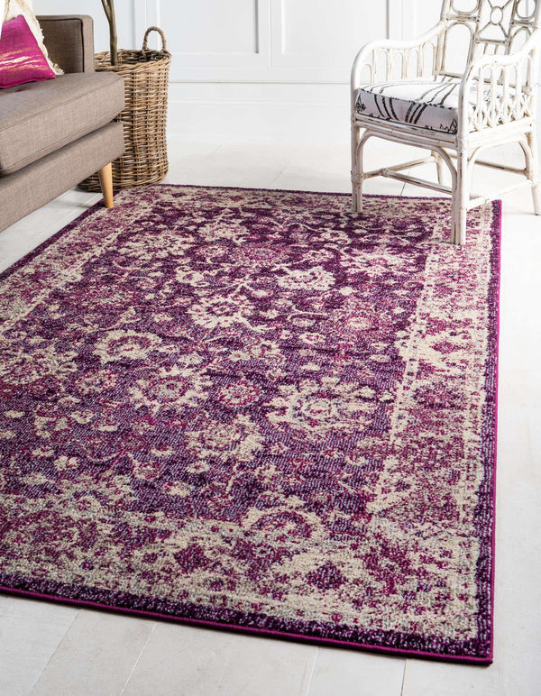 Unique Loom Penrose Krystle Machine Made Floral Rug Purple, Ivory/Pink 9' 10" x 13' 11"