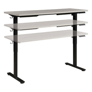 OSP Home Furnishings 59"w Sit to Stand Electric Desk with Memory Presets Steel Base and Built-in Storage Hook PMO6024B-LG