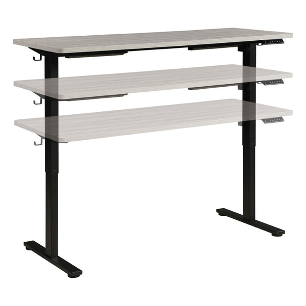 OSP Home Furnishings 59"w Sit to Stand Electric Desk with Memory Presets Steel Base and Built-in Storage Hook PMO6024B-LG