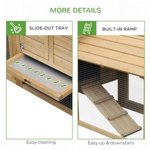 English Elm Pawhut Solid Fir Elevated Chicken Coop with Nesting Box and Run for Backyard Flocks W2225P217057