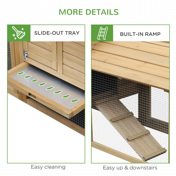 English Elm Pawhut Solid Fir Elevated Chicken Coop with Nesting Box and Run for Backyard Flocks W2225P217057