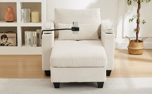 English Elm Convertible Chaise Lounge Sofa Bed With Usb Ports, Cup Holders & Storage For Stylish Comfort N719S002021A