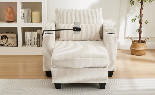 English Elm Convertible Chaise Lounge Sofa Bed With Usb Ports, Cup Holders & Storage For Stylish Comfort N719S002021A