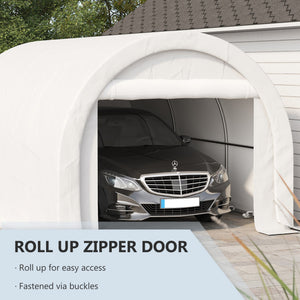 English Elm Outsunny 10x16 Portable Carport Steel Frame Pe Canopy Shelter for Vehicles Gear White W2225P200868