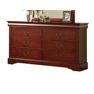 English Elm Louis Philippe Six Drawer Dresser with Nickel Hardware and Lacquered Finish Cherry B2726P257343