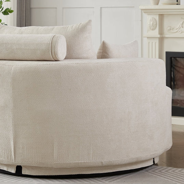English Elm 55''l 55'l Chenille Foam Swivel Lounge Chair Plush 360 Rotation Modern Seating for Any Room W834S00592
