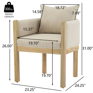 English Elm Christopher Knight Home® - Linen Upholstered Armchair Set Of 2 - Cozy Beige Chairs With Natural Wood Legs For Stylish Seating N768P305168N
