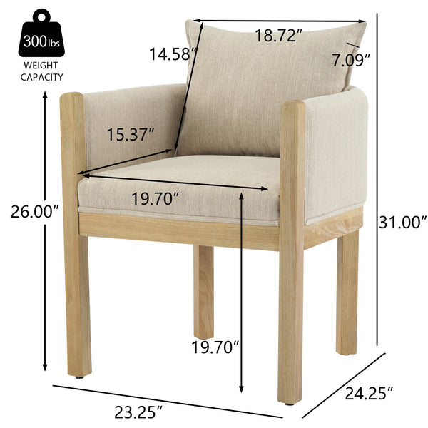 English Elm Christopher Knight Home® - Linen Upholstered Armchair Set Of 2 - Cozy Beige Chairs With Natural Wood Legs For Stylish Seating N768P305168N