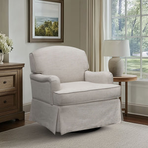 JLA Home Martha Stewart - Swivel Melody Glider Chair — Jacquard Greek Key Upholstery, Pocket Spring Seat, Timeless Skirted Design MT103-0189