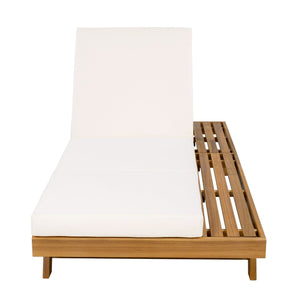 English Elm Christopher Knight Home® - Lounge Chaise Set - Adjustable Acacia Wood Frame With Cream Cushion, Perfect For Outdoor Relaxation N770P253442T_N770P208317C