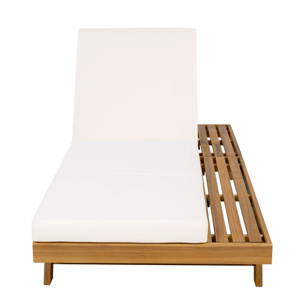 English Elm Christopher Knight Home® - Lounge Chaise Set - Adjustable Acacia Wood Frame With Cream Cushion, Perfect For Outdoor Relaxation N770P253442T_N770P208317C