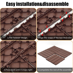 English Elm Plastic Snap Together Patio Deck Tiles Waterproof Polypropylene 44 Sq Ft Pool Area W3022P251839