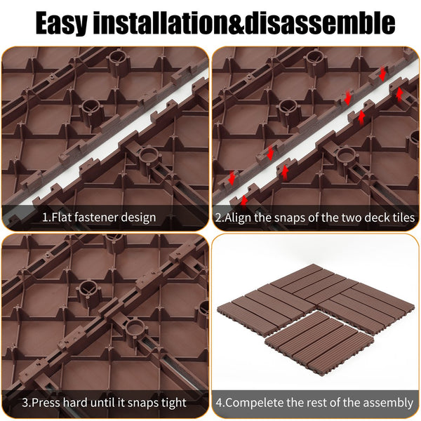 English Elm Plastic Snap Together Patio Deck Tiles Waterproof Polypropylene 44 Sq Ft Pool Area W3022P251839