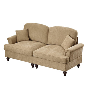 English Elm Elegant Mid Century Two-Seater Sofa Couch With Flared Arms, Removable Skirts & Premium Chenille W3041S00241