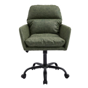 English Elm Artificial ergonomic PU leather office chair with high-density foam, stain-resistant, adjustable height support and modern minimalist design for home and workspace comfort Green W2311P282362
