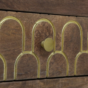 English Elm Christopher Knight Home® - NIGHT Mango Wood Nightstand Walnut with Gold Iron Legs, 3 Drawers, Mid-Century Modern Storage 68570.00