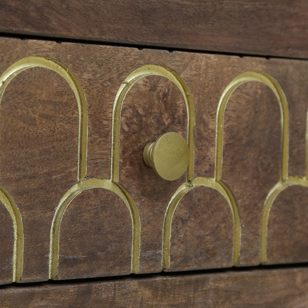 English Elm Christopher Knight Home® - NIGHT Mango Wood Nightstand Walnut with Gold Iron Legs, 3 Drawers, Mid-Century Modern Storage 68570.00