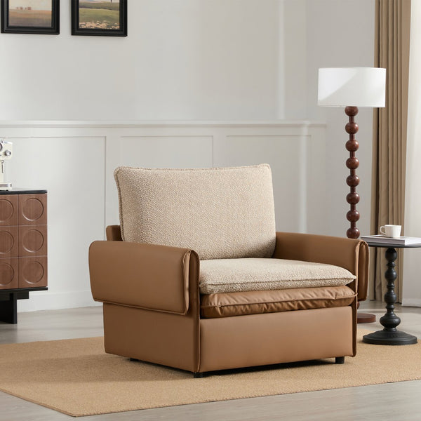 English Elm Modern Oversized Accent Chair – Versatile Single Sofa Lounge For Living Room & Bedroom Comfort W2997P294037