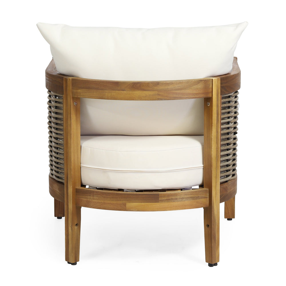 English Elm Christopher Knight Home® - Outdoor Acacia Wood Club Chairs with Teak Finish, Faux Rattan Accents & Water-Resistant Beige Cushions, Cozy Lounge Seating 70915.00