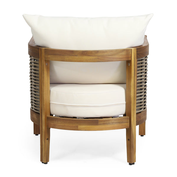 English Elm Christopher Knight Home® - Outdoor Acacia Wood Club Chairs with Teak Finish, Faux Rattan Accents & Water-Resistant Beige Cushions, Cozy Lounge Seating 70915.00
