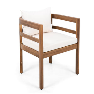 English Elm Outdoor Acacia Wood Dining Chairs with Cushioned Seats Patio Set of 2 Brown N768P362954B