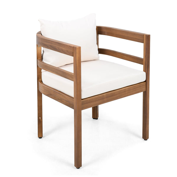 English Elm Outdoor Acacia Wood Dining Chairs with Cushioned Seats Patio Set of 2 Brown N768P362954B