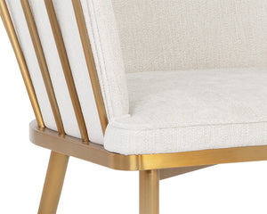 Sunpan Caily Dining Armchair - Modern Elegance with Gold Stainless Steel Frame for Stylish Dining Spaces Polo Club Muslin
