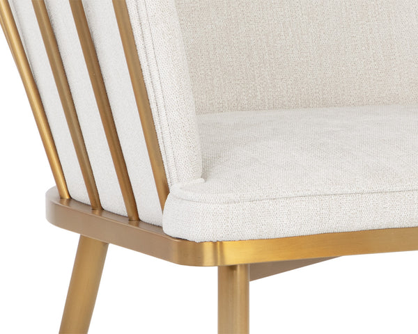 Sunpan Caily Dining Armchair - Modern Elegance with Gold Stainless Steel Frame for Stylish Dining Spaces Polo Club Muslin