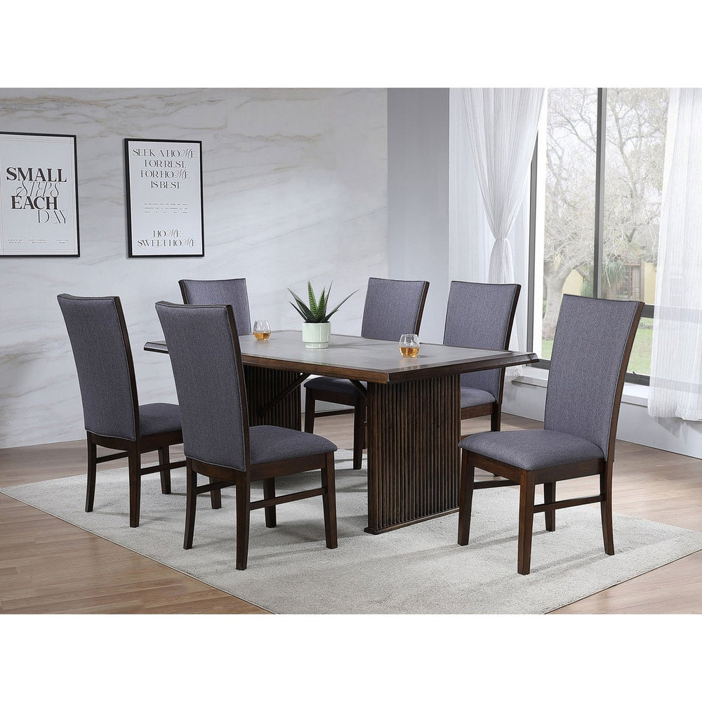 English Elm Wawona Ceramic Top Rubberwood Dining Set with Upholstered Chairs for Four B062S01671