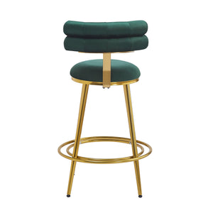 English Elm Christopher Knight Home® - 27.65'' 27.65" Modern Counter Stools Set of 2 with Luxurious Velvet Upholstery, Ergonomic Curved Back, Iron Frame & Footrest Dark Green N780P194940E