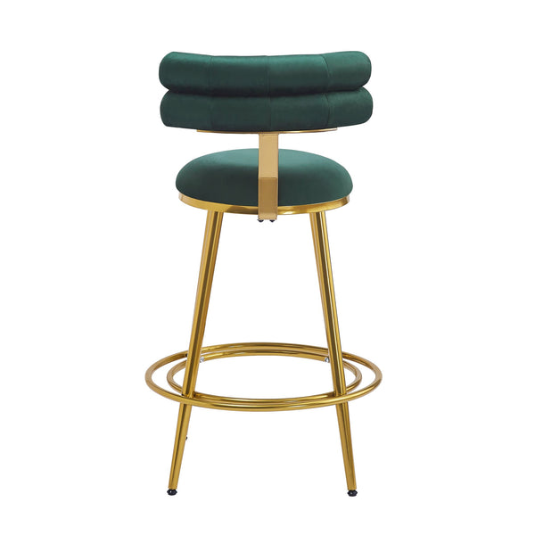 English Elm Christopher Knight Home® - 27.65'' 27.65" Modern Counter Stools Set of 2 with Luxurious Velvet Upholstery, Ergonomic Curved Back, Iron Frame & Footrest Dark Green N780P194940E
