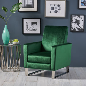 English Elm Christopher Knight Home® - Arvin Plush Push-Back Recliner with Stainless Steel Legs — Modern Fabric Comfort for Living Rooms Emerald 65272.00NVLTEMD