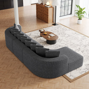 English Elm 131.1-inch Chenille Cloud Curved Sectional with Chaise and Ten Plush Throw Pillows W3505S00014