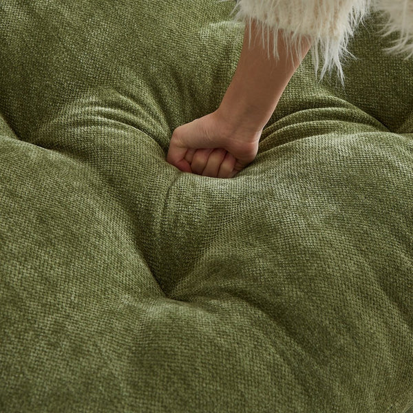 English Elm 99.2" Chenille Modern Deep Seat Sofa with Cloud-Like Cushioning, Zippered Arm Pads & Solid Wood Frame Green W1193S00149