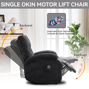 English Elm Hot Massage Rocking Swivel Lounge Chair with Heat Lumbar Support and Cup Holder W5029P388741