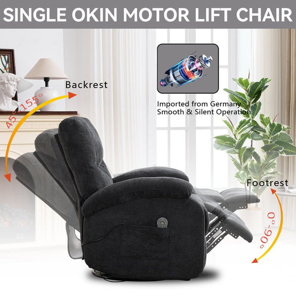 English Elm Hot Massage Rocking Swivel Lounge Chair with Heat Lumbar Support and Cup Holder W5029P388741