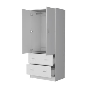 English Elm FM Wenden Wardrobe White – 2 Doors, 2 Drawers & Hanging Rod for Spacious, Durable Bedroom Storage B128S00065