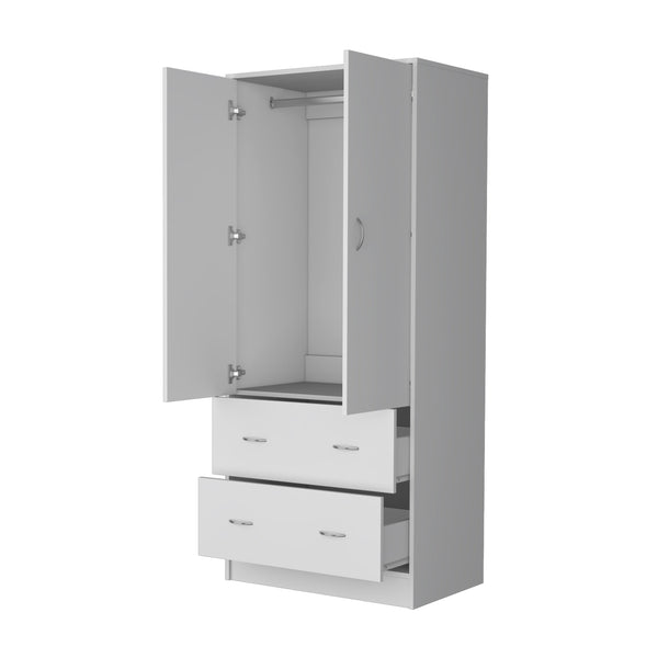 English Elm FM Wenden Wardrobe White – 2 Doors, 2 Drawers & Hanging Rod for Spacious, Durable Bedroom Storage B128S00065