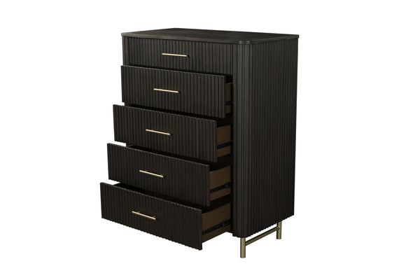 English Elm Clayten Espresso Finish Chest with Dovetail Drawers, Smooth Metal Glides, 170lb Capacity, Durable B2726P266478