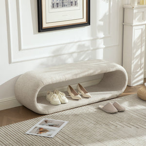 English Elm 52.17"wide Chenille Upholstered Storage Bench Soft Foam Seat Iron Wood Frame Entryway Wheat W3189P425449
