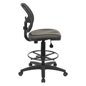 OSP Home Furnishings Deluxe Ergonomic Drafting Chair with Mesh Back Dillon Fabric Seat and Adjustable Footring Dillon Graphite DC2990V-R111