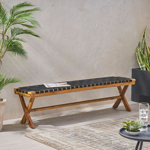 English Elm Christopher Knight Home® - BANFF Teak Acacia Bench with Rope Weave and X-Cross Frame — Durable Outdoor Seating, 800 lb Capacity 70999.00