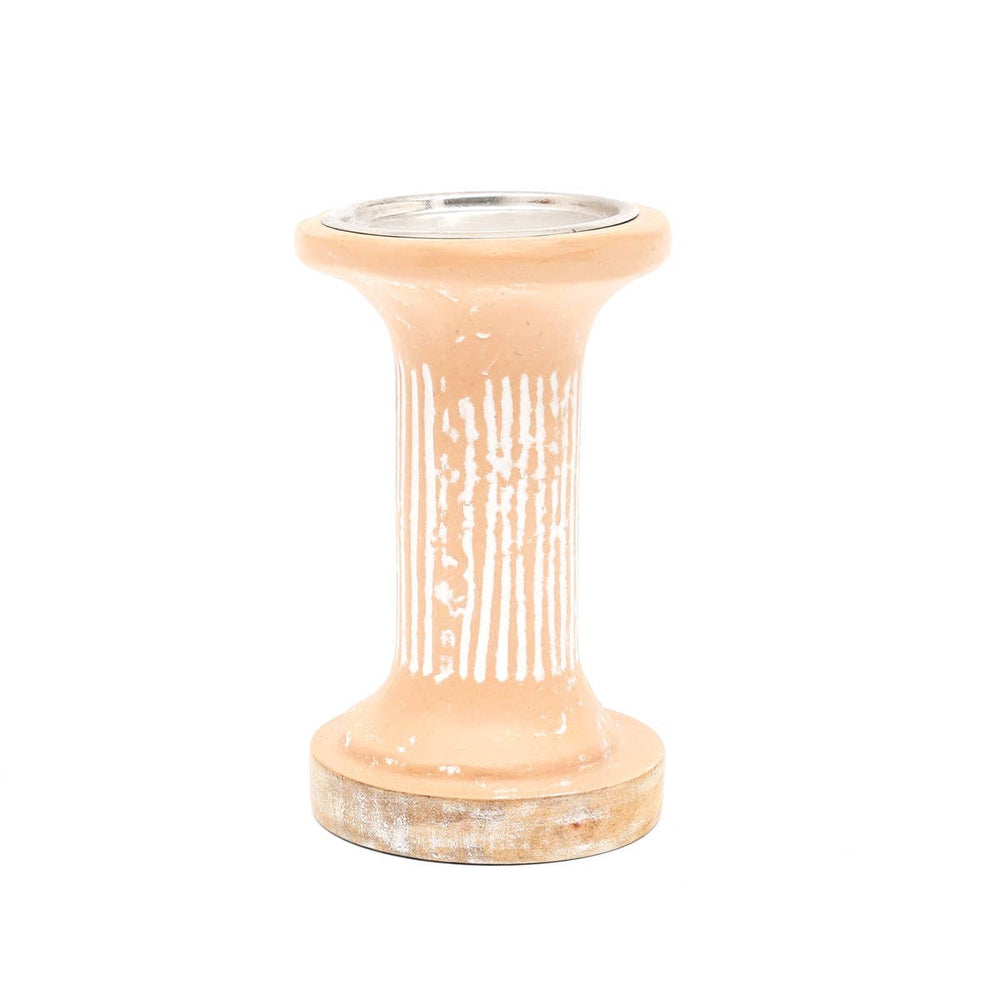 English Elm Brown Ecomix Pillar Candle Holder – Handcrafted Sustainable Decor For Elegant Home Lighting & Style B346P336889