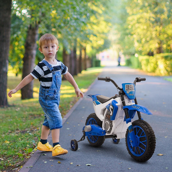 English Elm Aosom 12v Ride-on Dirt Bike for Kids with Training Wheels and Throttle Control W2225P200734