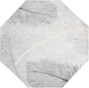 Unique Loom Finsbury Camilla Machine Made Botanical Rug Gray, Ivory/Beige 7' 10" x 7' 10"