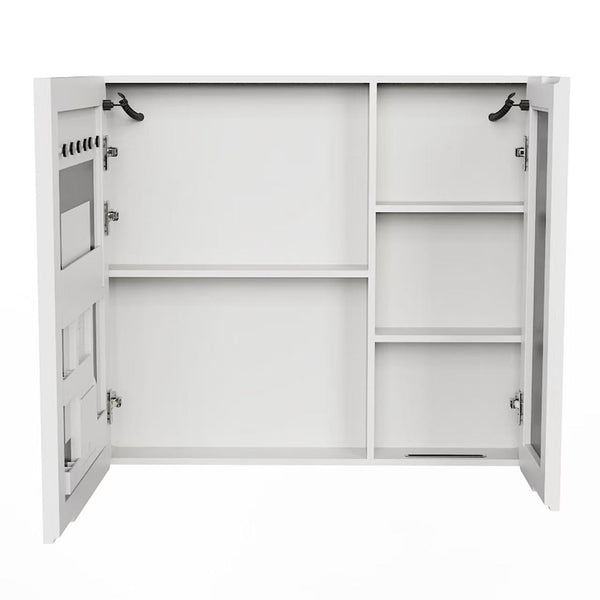 English Elm Led Bathroom Medicine Cabinet Aluminum Double Door Anti-fog Mirror with White Lighting W3083P369046