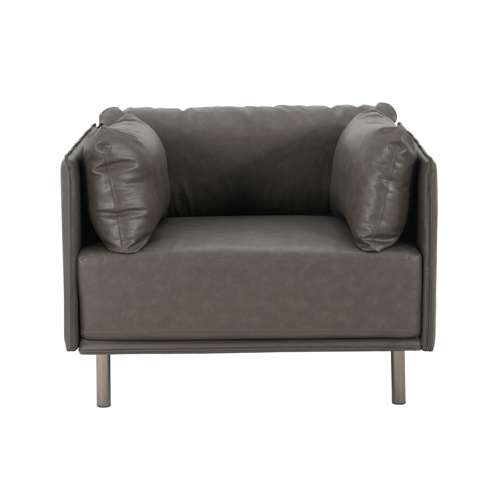 English Elm Christopher Knight Home® - 39" Vintage Grey Faux Leather Lounge Chair - Stylish Comfort For Living Room, Bedroom & Office Spaces N767P208310D