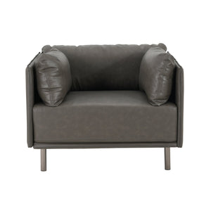 English Elm Christopher Knight Home® - 39" Vintage Grey Faux Leather Lounge Chair - Stylish Comfort For Living Room, Bedroom & Office Spaces N767P208310D